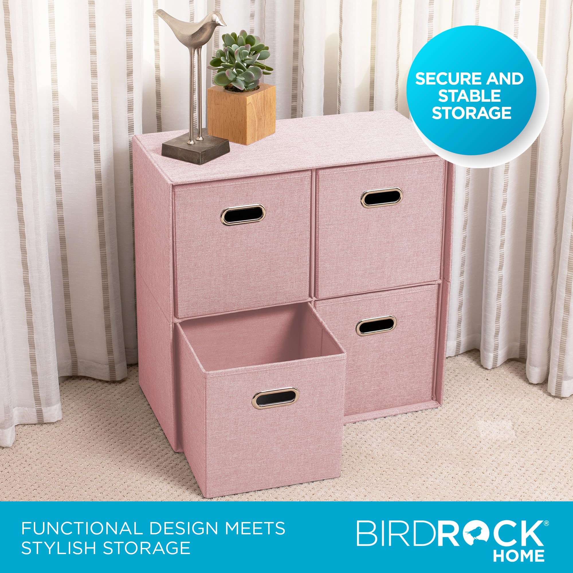 Mxfurhawa リネンキューブオーガナイザーシェルフ 4つの収納箱付き